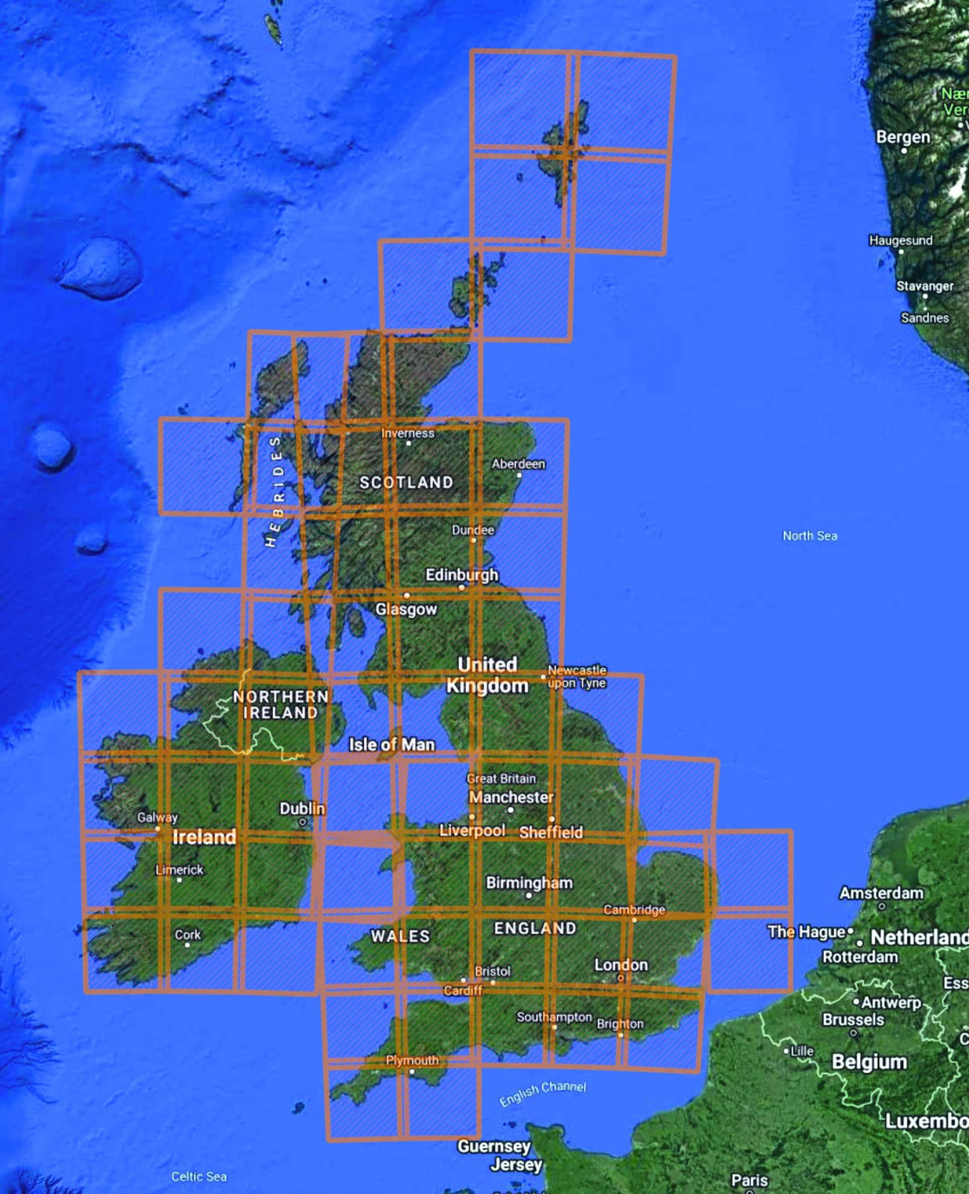 Satellite image of United Kingdom and Ireland